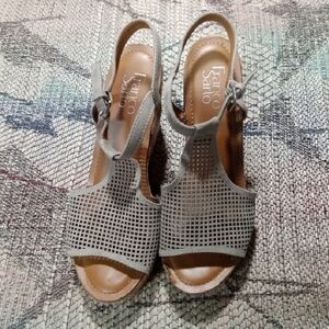 Franco Sarto Gray Perforated Slingback Sandals